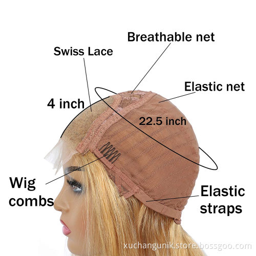 Wholesale 100% Virgin Human Hair 4*4 Wig Vendor Supply Two Tone Ombre 27# Human Hair Ladies 4x4 Front Lace Wig With Baby Hair